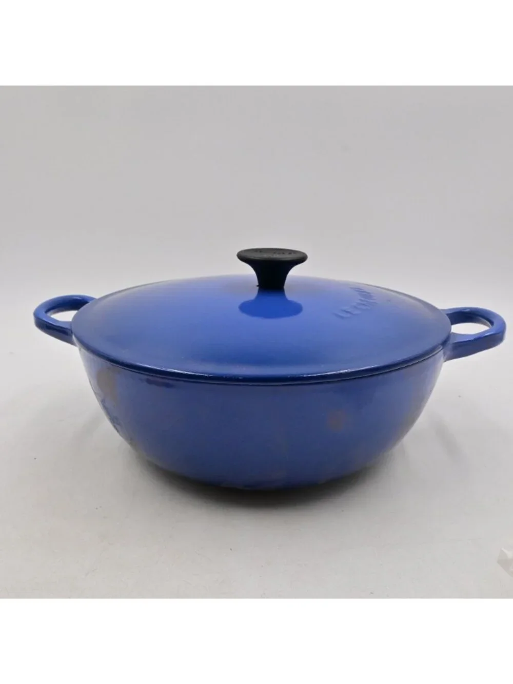 Le Creuset Enameled Cast Iron Blue Marmite Soup Pot Cookware Lid Screw Missing